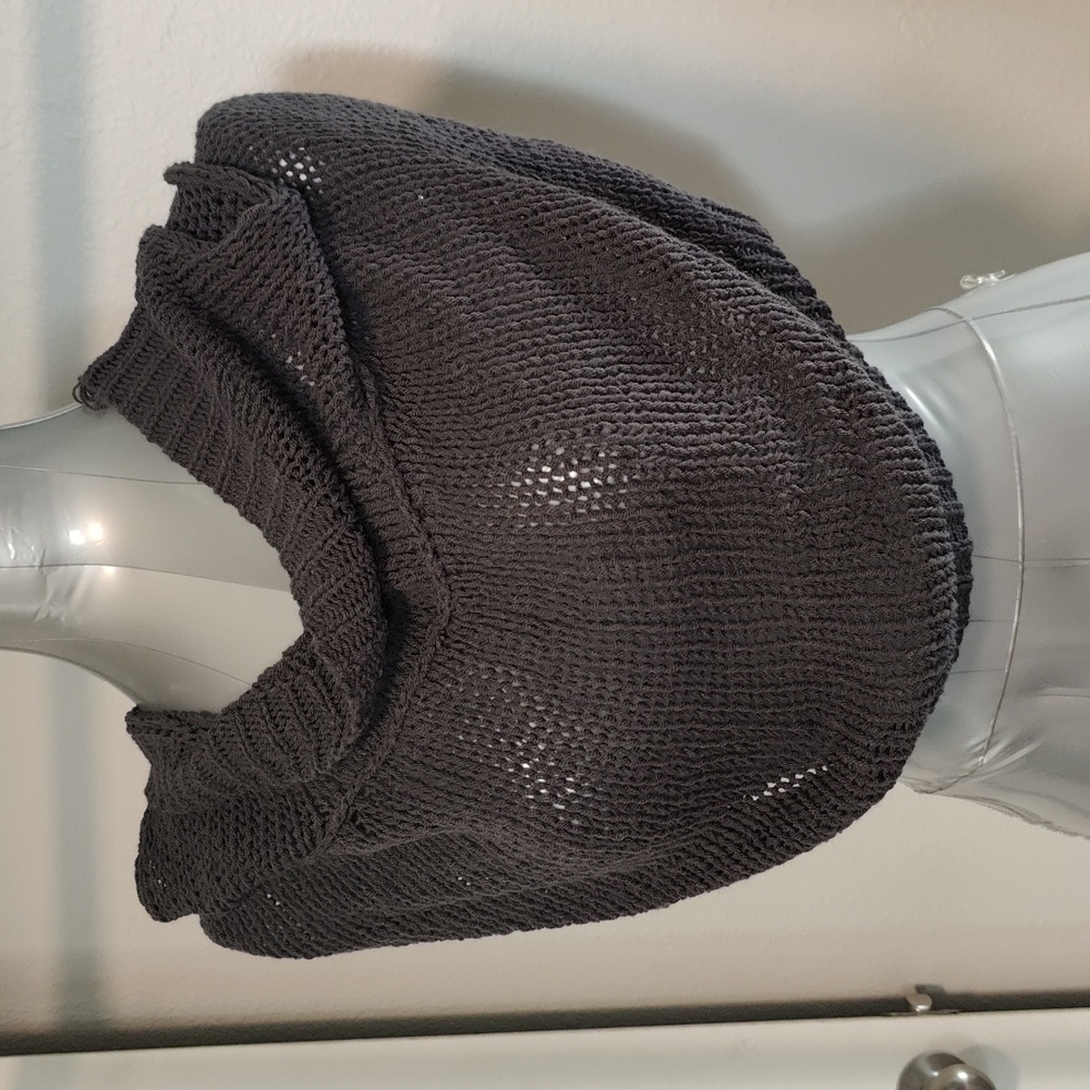 Hooded shawl crop hoodie knit sleeveless